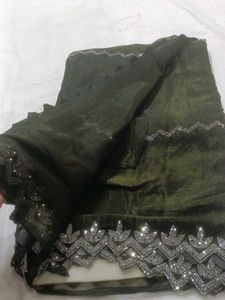 Designer Velvet Saree with Embellishments