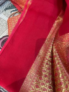 Beautiful Red &amp; Gold Brocade Saree