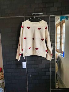 Heart Pattern Knit Sweater