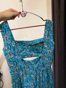 Elegant Blue Printed Maxi Dress
