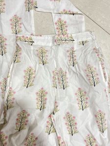 Elegant White Floral Print Co-ord Set