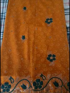 Mustard embroidered saree with blouse