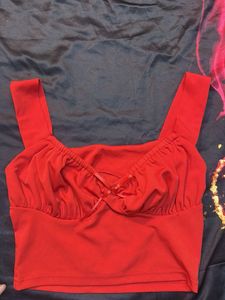 Red Sleeveless Crop Top