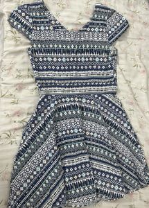 Blue Boho Print A-Line Mini Dress