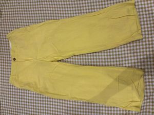 Yellow Wide Leg cotton Pants with lining