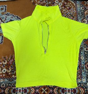 Neon Zip Neck T-Shirt