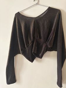 Sparkly Velvet Twist Crop Top