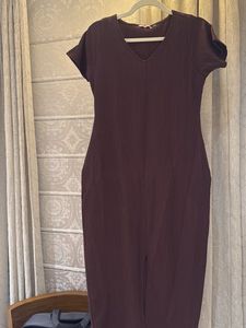 Ribbed V-Neck Midi Dress
