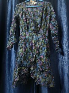 beautiful designer floral dress with metallic deta