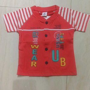 Tripti Kids Orange Striped Sleeve T-Shirt