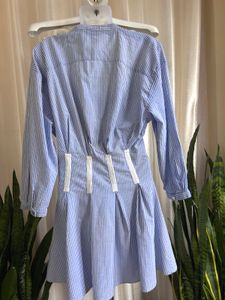 Imported back corset cotton stripped dress