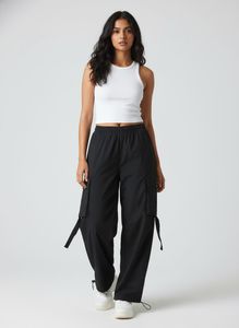 Black Cargo Style Wide Leg Pants