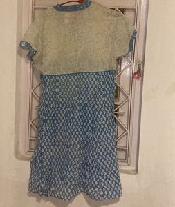 Blue &amp; White Printed Kurta Size - L