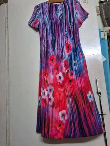 Vibrant Pleated Floral Dress