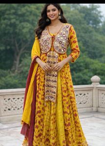 3 peice  Kurta Set with Embellished Jacket