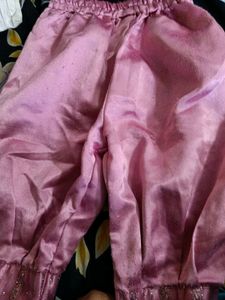 Pink Kurta Set with Silver Stripes