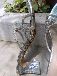 white diamond shining heels for women