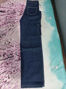 Women's Dark Wash Cargo Jeans