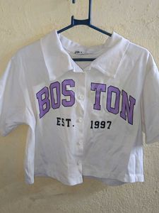 White 'Boston' Crop Top