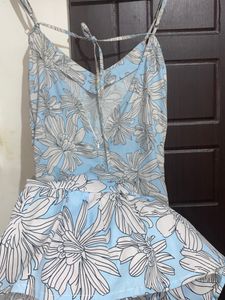 Blue Floral Short Dress