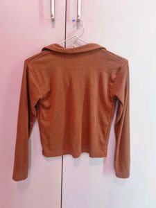 Long Sleeve Collared Crop Top