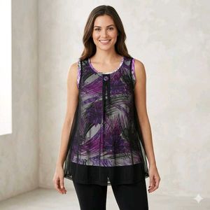 Chic Purple Abstract A-line Top