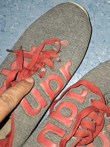 Gray &amp; Red Athletic Sneakers