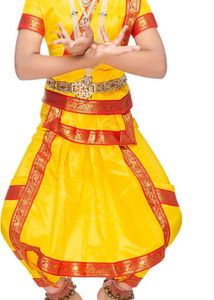 Bharatnatyam Yellow Lehenga Choli Red Border