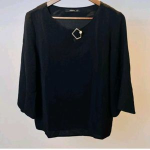 Price Drop Madame Elegant Black Blouse