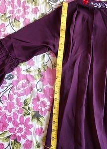 Embroidered Purple Kurti with Bell Sleeves (New)