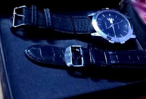 Classic Black Leather Strap Watch