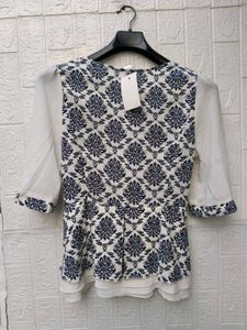 New with tag Korean Boho Peplum Blouse laces
