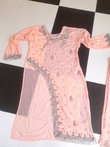 Peach Embellished Salwar Kameez Pants
