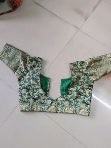 Red Saree With green Brand New Blouse