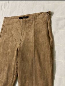 Zara Suede Ankle Zip Pants