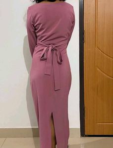 Elegant Pink Maxi Dress with Bell Sleeves