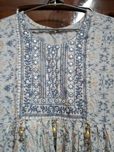 Beautiful grey  Printed  and embroidered Kurta set