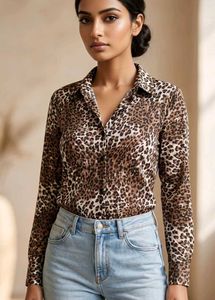 Leopard Print Button-Up Shirt
