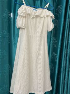 Chic White Off-Shoulder Ruffled Dress