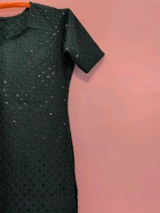 Elegant Dark Green Sequin Kurta