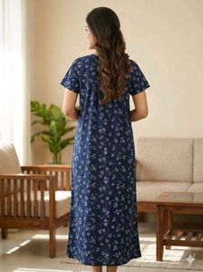 Comfortable Navy Floral Nightgown