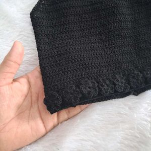 Black Crochet Crop Top