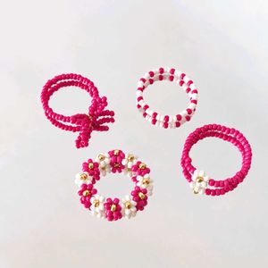 Set of 4 Beaded Rings