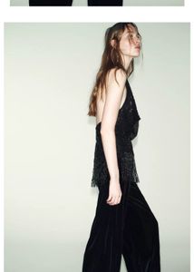 Zara Party wear sequin Black Halter Top with Fring
