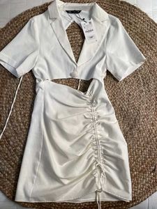 New Zara Cut-out Ruched Dress