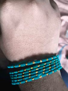 Teal Bangles with Gold Accents