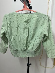 Mint Green Polka Dot Blouse