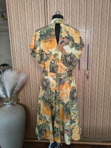 Vibrant Floral Print Dress with Belt