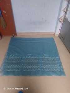 5 Mtr Net Teal Embroidered Fabric