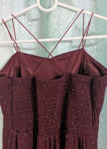 Sparkly Maroon Strappy Midi Dress
